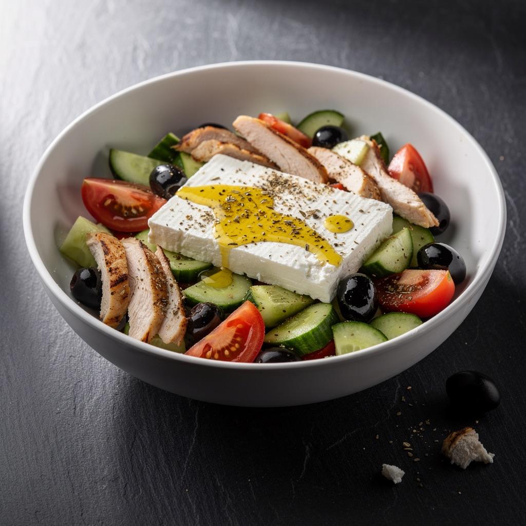 Griechischer Salat mit Hähnchen